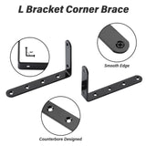 HOME MASTER HARDWARE Heavy Duty Black Steel L Corner Brace,4 Pack Shelf Bracket,5" x 3" Right Angle Bracket,Black Metal L Brackets for Shelves Wood HOME MASTER HARDWARE