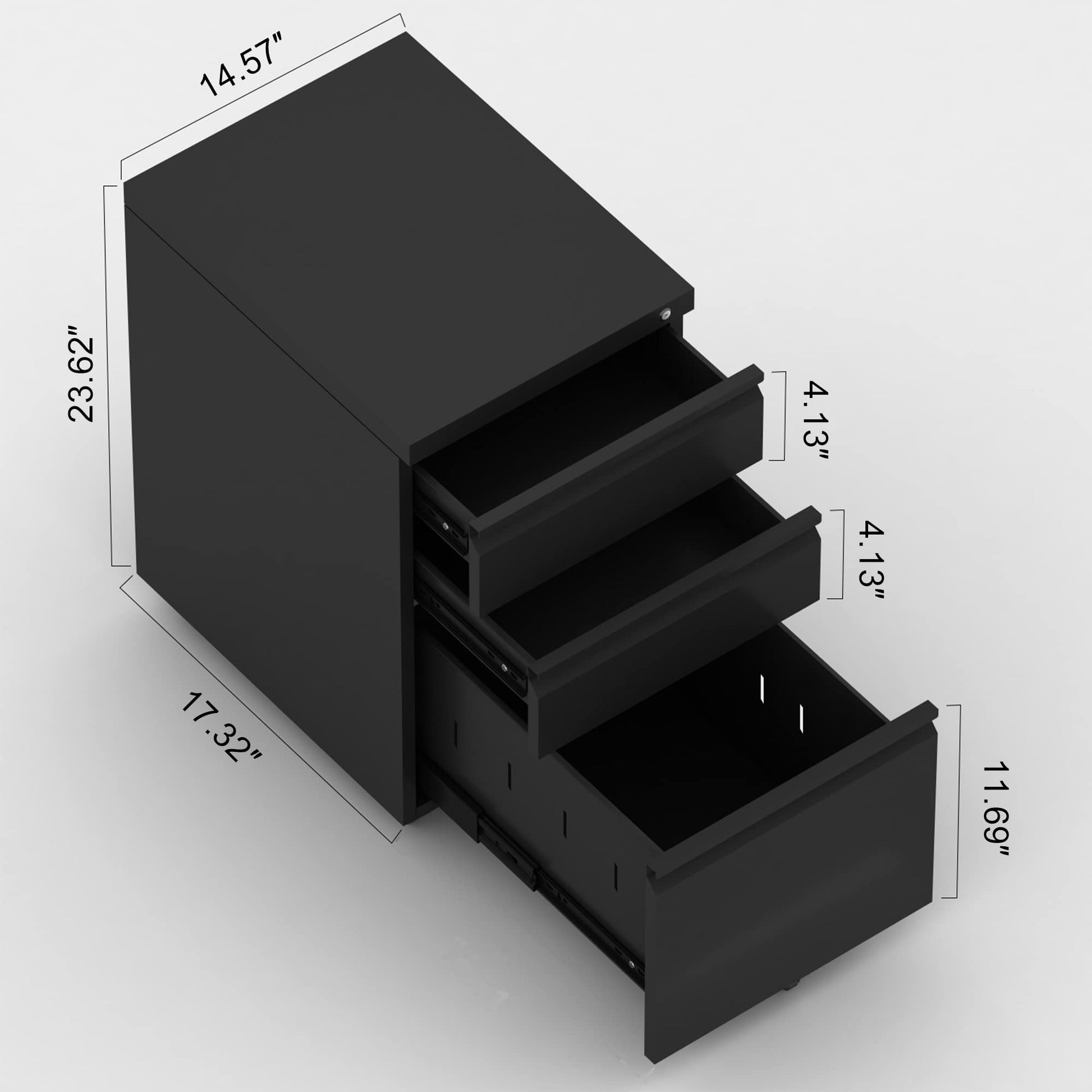 SUXXAN 3 Drawer Mobile File Cabinet with Lock, Under Desk Metal Filing Cabinet for Office,Home,Vertical Cabinet Legal/Letter Size, Fully Assembled - WoodArtSupply