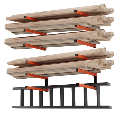 TORACK Lumber Storage Metal Rack, Wood Rack Organizer, 3-Level Wall Mount, Wood Storage System, Durable Sheet Screws, Workshop Rack(2PCAK) TORACK