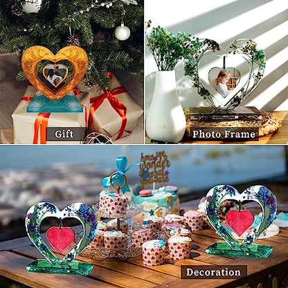 Heart Photo Frame Resin Molds Silicone, Large Ornament Picture Frame Silicone Mold for Resin Casting, DIY Epoxy Resin Floral Art Crafts Home