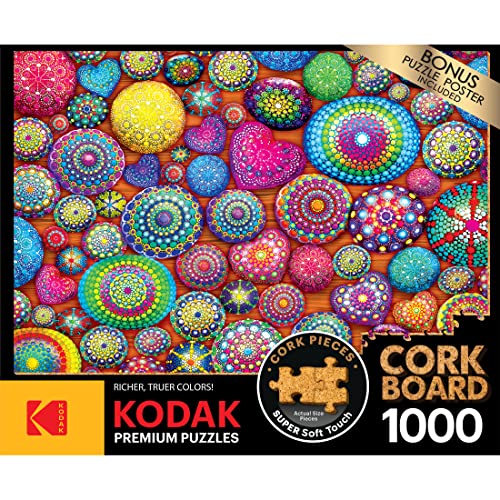 Cra-Z-Art - RoseArt - Kodak Premium Cork - Mandala Stones - 1000 Piece Jigsaw Puzzle - WoodArtSupply