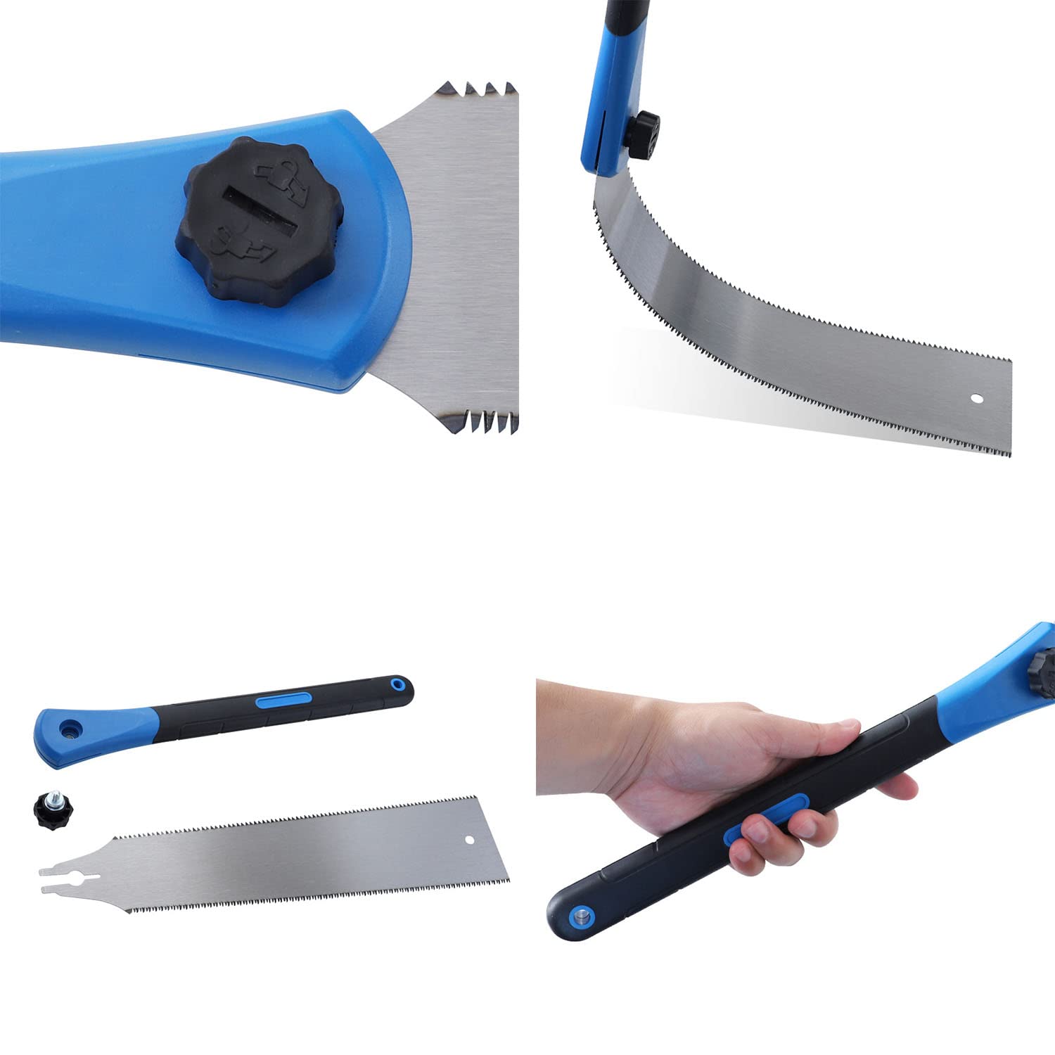 Double Edged Hand Saw, 32cm/12.5” Japanese Ryoba Pull Saw Flexible Flush Cut Saw for Fine and Coarse Cutting Woodworking (Blue) LSLANSOON