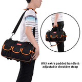 17-inch Tool Bag, Wide Mouth Tool Tote Bag,Muti-Purpose Tool Bag Organiser with Adjustable Shoulder Strap and Plastic-lined External Pockets, for GANCHUN