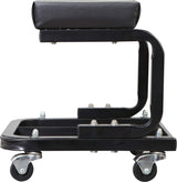 Torin TR6100W BlackJack Rolling Creeper Garage/Shop Seat: Padded Mechanic Stool with Tool Tray Storage, Black Torin
