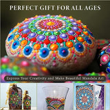 Mandala Rock Painting Kit - Mandala Dotting Tools Kit - Large Wooden Rocks for Painting, Mandala Stencils, Acrylic Paints, Dotting Tools for Painting Moon Garden
