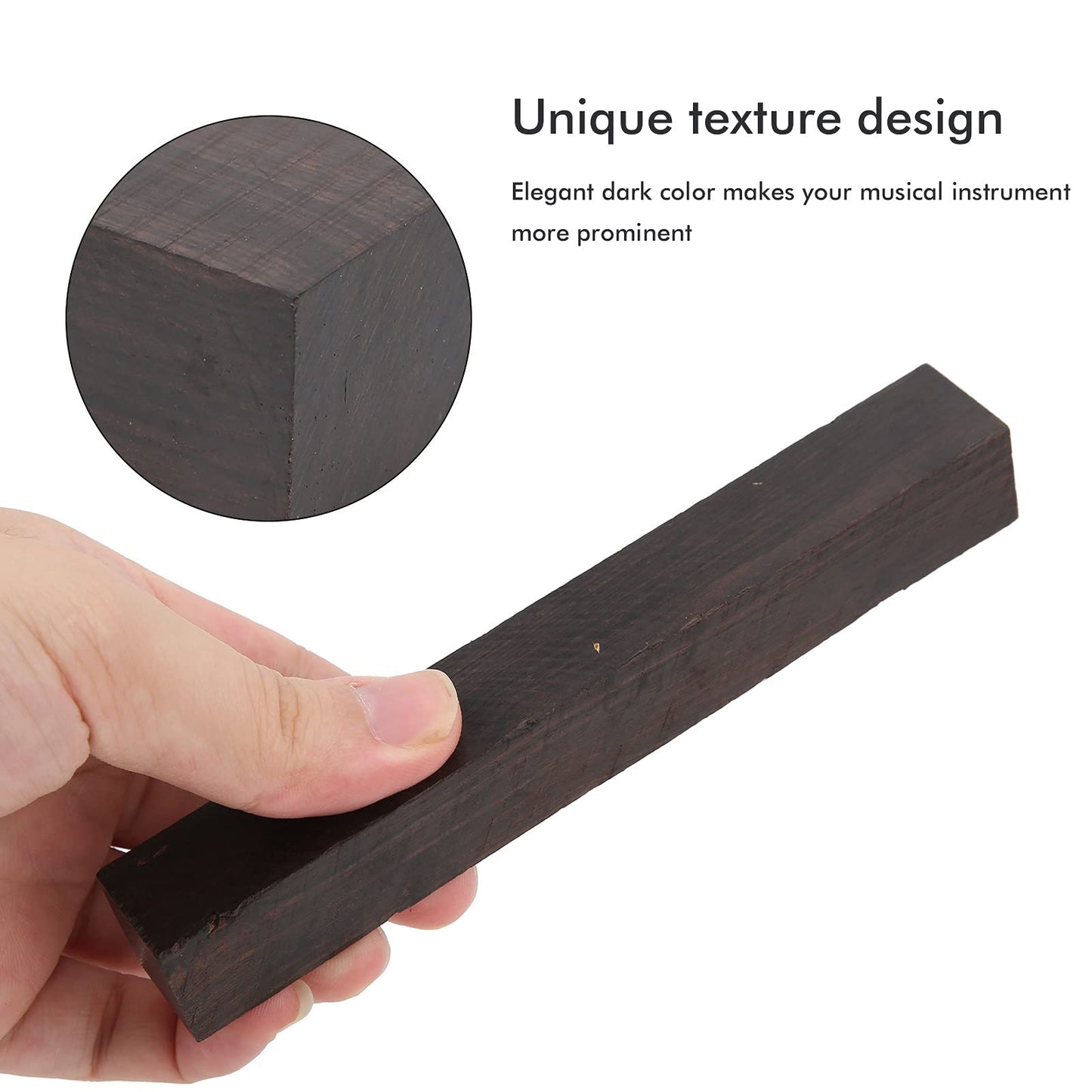 Black Ebony Wood Hardwood 150x 20x 20mm Wood Turning Blanks Original Wood Timber DIY Material for Music Instruments Tools(Ebony)