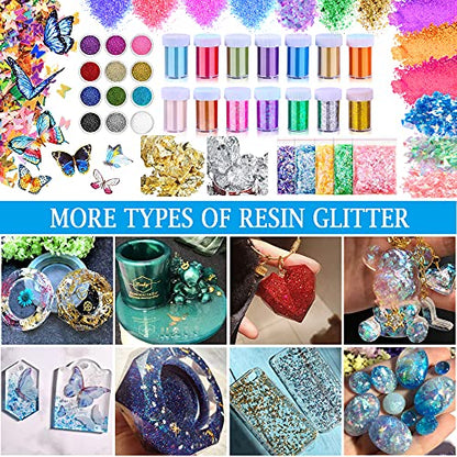 Resin Decoration Accessories Kit,Resin Supplies Kit for Beginner,with Dried Flowers,Butterfly Stickers,Resin Mica Powder and Fillers,Resin Measuring - WoodArtSupply