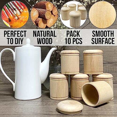 AEVVV Paintable Wooden Box with Lid 2''x2.8'' 10 pcs Storage Spice Containers Blank Trinket Box Jewelry Box Decorative Decoupage Boxes DIY Wood Ring AEVVV