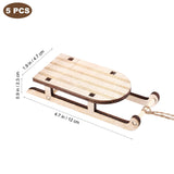 The Office Ornaments 5 Pcs Christmas Sled Ornaments Unfinished Wood Miniature Sleigh for Xmas Tree Hanging Decoration Christmas Sled Decor SEWACC