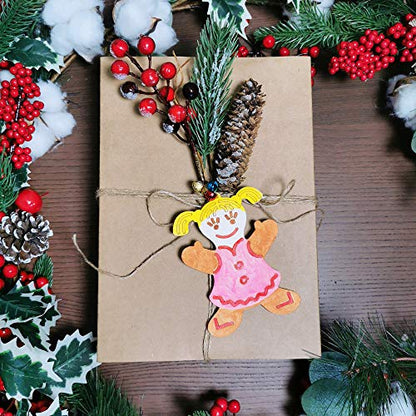 40 Set Wooden Christmas Ornaments Craft Kit DIY Gingerbread Man Ornaments Paintable Wood Gingerman Family Dolls Gingerman Cutout Hanging Christmas