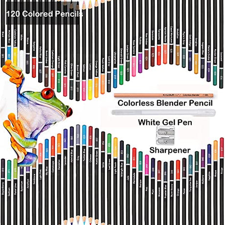 KALOUR Premium Colored Pencils,Set of 120 Colors,Artists Soft Core with Vibrant Color,Ideal for Drawing Sketching Shading,Coloring Pencils for Adults KALOUR