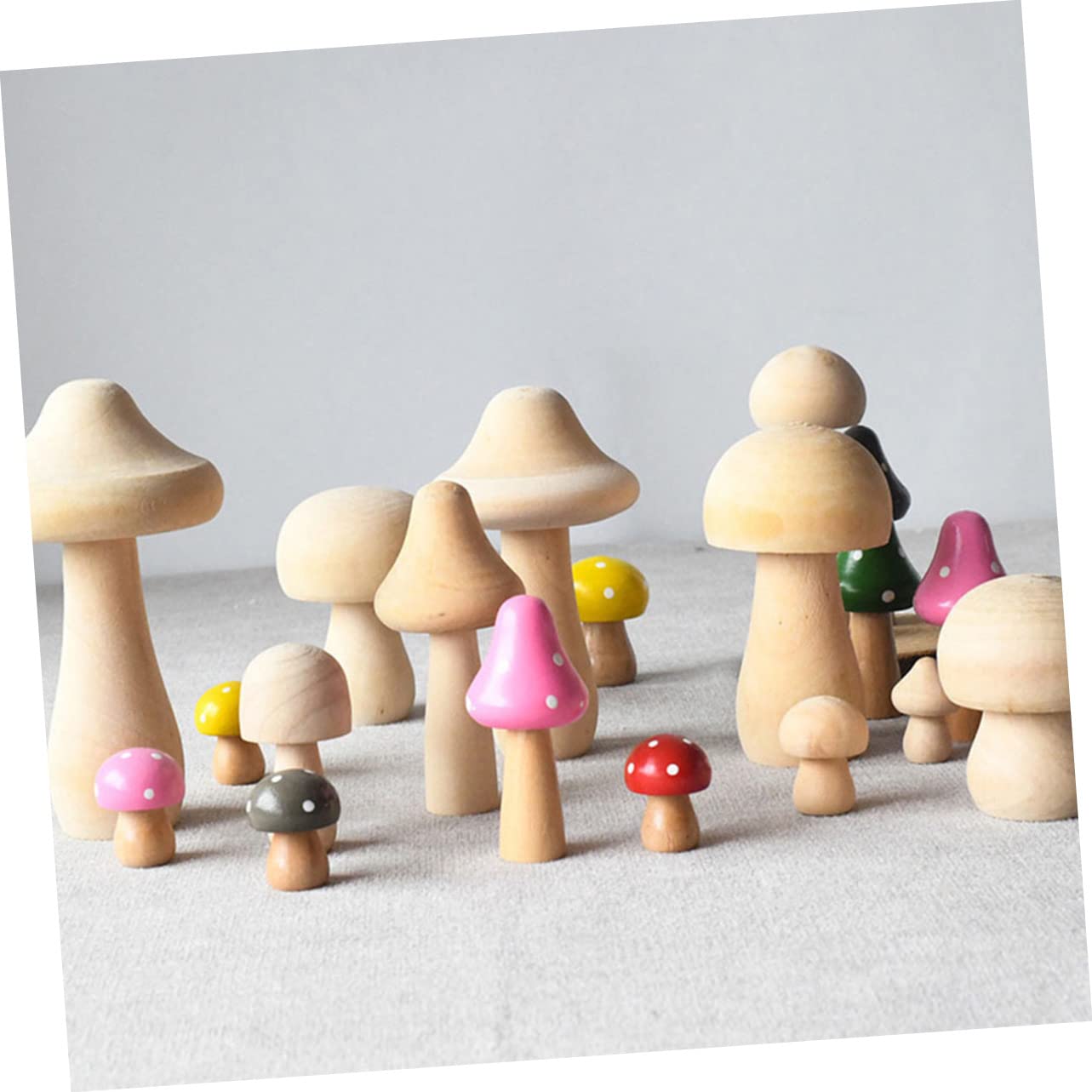 OFFSCH 5pcs Wooden Peg Mushroom Blank Craft Mushroom Wooden Peg Dolls Kid Toys Kids Painting Mushroom Models Kids Painting Toys Wooden People Figures - WoodArtSupply