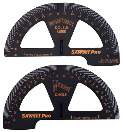 Sawset Miter Saw Protractor SAWSET PRO. Patented No Math Scales. Large Scales are The Key to Accuracy. In Size Matters! In ABS Plastic. - WoodArtSupply