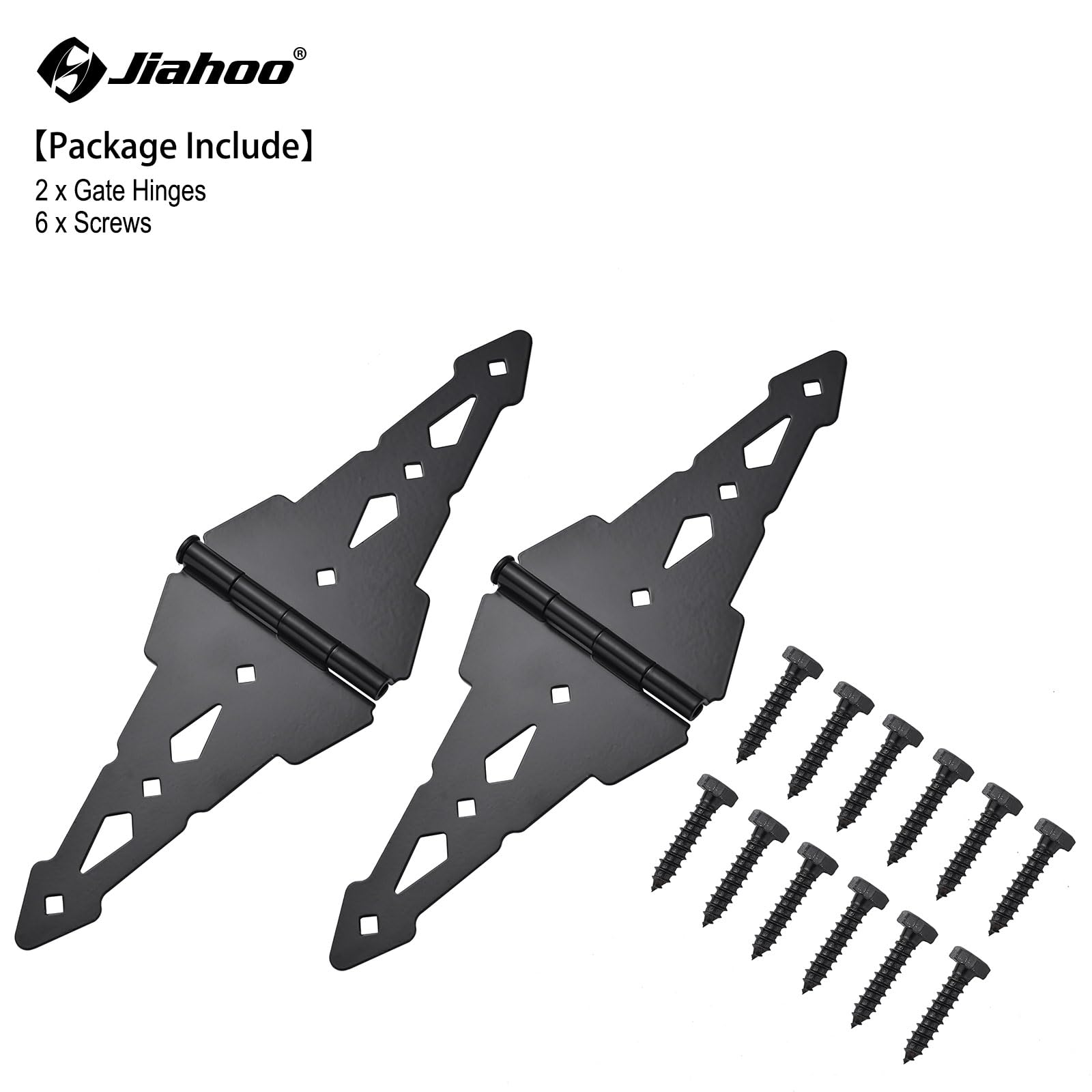 JIAHOO Gate Hardware Kit for Outdoor Fence, Heavy Duty 8" Gate Hinges & Post Gate Latch with Handle for Outdoor Swing Gate, Come with All Necessary - WoodArtSupply