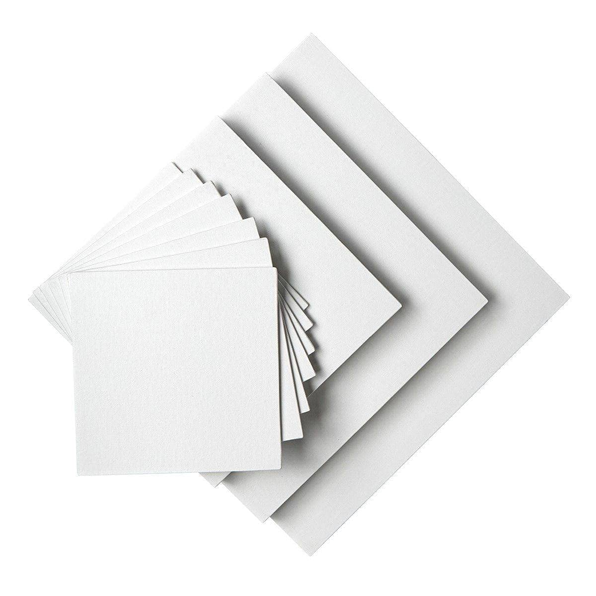 KINGART Canvas Boards for Painting, 28-Piece Multipack, 6x6, 8x8, 10x10, 12x12 Inches, Blank White Canvas Panels, 100% Cotton, 8 oz Gesso-Primed, Art KINGART