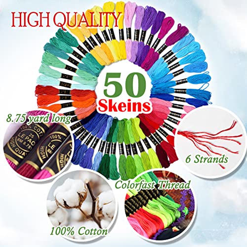 Embroidery Floss Rainbow Color 50 Skeins Per Pack Cross Stitch Threads Friendship Bracelets Floss Crafts Floss LE PAON