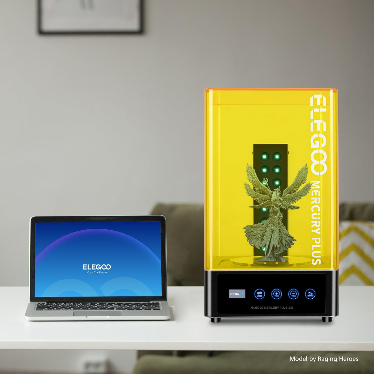 ELEGOO Mercury Plus 2 in 1 3D Printing Wash and Cure Station V2 for Mars Photon S Photon Mono LCD SLA DLP 3D Printer Models, Washing Size of 131mm(L) ELEGOO