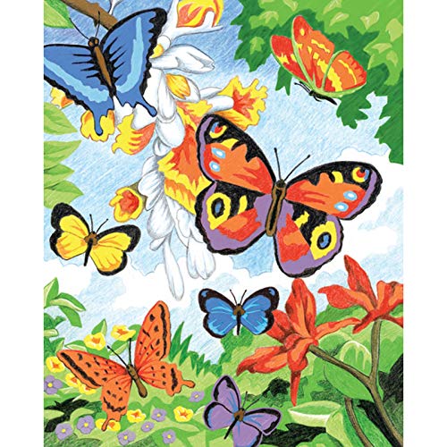 Royal Brush Color Pencil by Number Kit 8.75"X11.75"-Bright Butterflies, Multicolor - WoodArtSupply