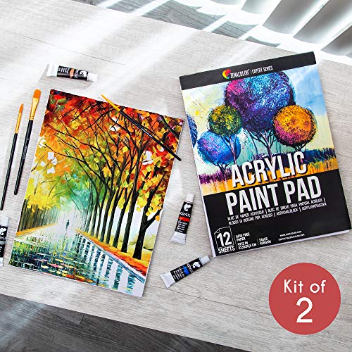 Zenacolor Acrylic Paper Pads (Set of 2) - 24 Acrylic Sheets 9x12 inch - 400gsm - Acid-Free Painting Paper - Easy Removable Pages - Art Pad