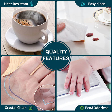 24x72 Inches Clear Plastic Dining Room Table Protector Desk Cover Wooden Furniture Topper Transparent Tablecloth Wipeable Vinyl PVC Waterproof for Wadrac