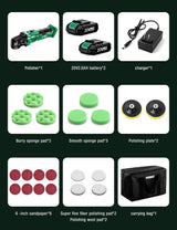 KIMO 20V Cordless Buffer Polisher Kit, 24 Accessories, 2 X 2000mAh Batteries, Car Polisher w/ 6 Variable Speed Up to 3634RPM, Cordless Polisher for K I M O.