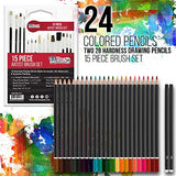 U.S. Art Supply 163-Piece Mega Deluxe Art Painting, Drawing Set in Wood Box, Desk Easel - Artist Painting Pad, 2 Sketch Pads, 24 Watercolor Paint U.S. Art Supply