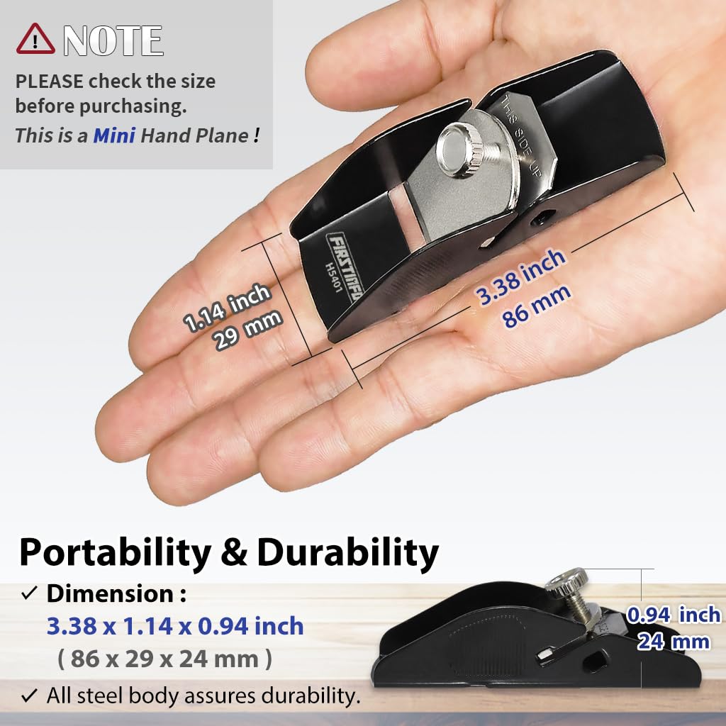 FIRSTINFO H5401 Mini Hand Plane Small Lightweight Steel Body Trimming Plane for Woodworking/Trimming/Wood Planing FIRSTINFO TOOLS FIT YOUR NEEDS