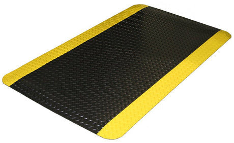Durable Corporation-442S35BKY Vinyl Diamond-Dek Sponge Industrial Anti-Fgue Floor Mat, 3' x 5', Black with Yellow Border Durable Corporation