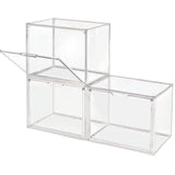 GUDEMAY Clear Stackable Plastic Storage Bins with Magnetic Lid, Dustproof Book & Cosmetic Display Cases, Large Figures Collectibles Showcase, Shoe GUDEMAY