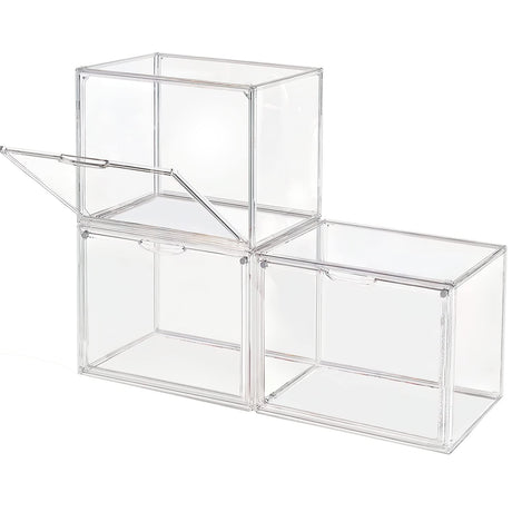 GUDEMAY Clear Stackable Plastic Storage Bins with Magnetic Lid, Dustproof Book & Cosmetic Display Cases, Large Figures Collectibles Showcase, Shoe GUDEMAY