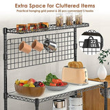 Leteuke NSF Certified 4-Tier Rolling Kitchen Bakers Rack with Adjustable Shelves and 20 S-Hooks Leteuke
