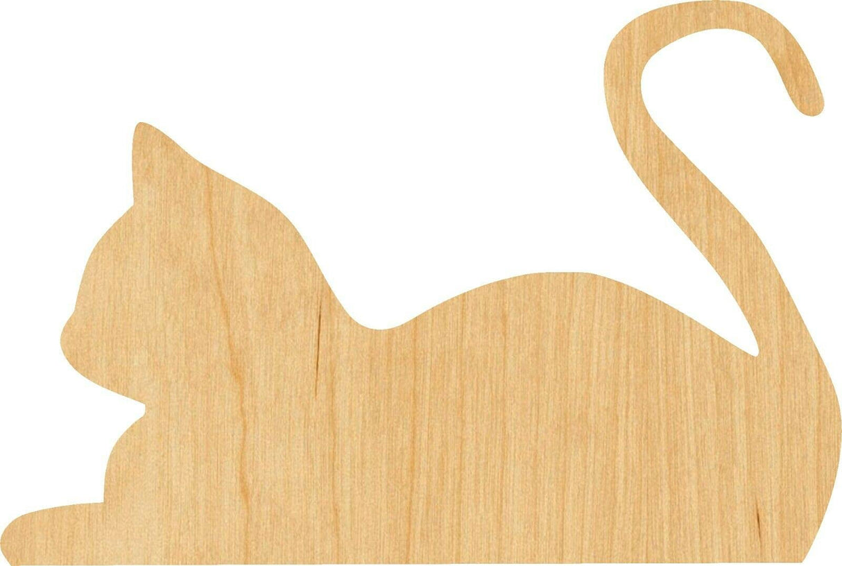 3 Pcs Cat Laying Down Supply 3" Wooden Shape Ornaments Unique Unpainted Smooth Surface Unfinished Laser Cutout Wood Sheets Boards for Crafts 1/8 Inch Generic