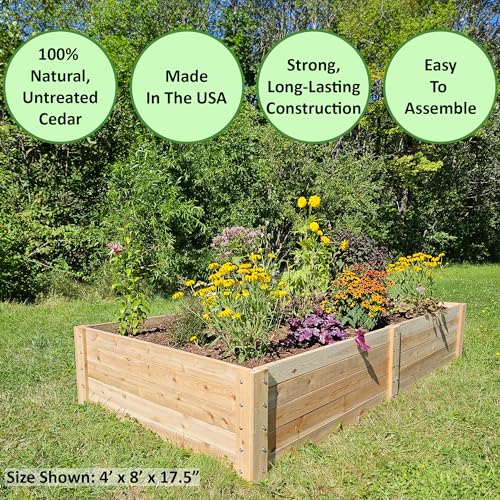 Infinite Cedar Select Cedar Raised Garden Bed - Handcrafted in Maine from North American Western Red Cedar Wood (2' x 8' x 14")