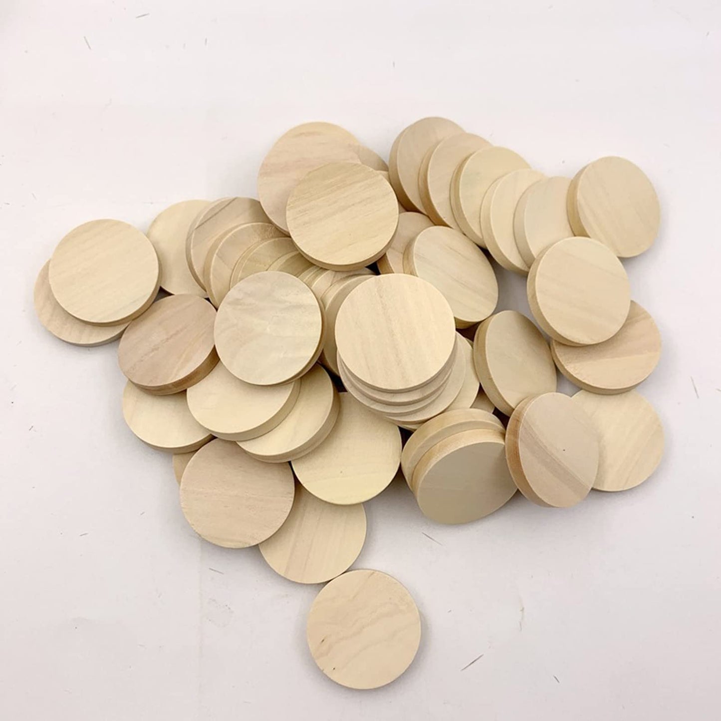 50 Pcs 1 Inch Natural Wood Slices Unfinished Round Wood Coins,Round Wooden Discs Circles,Natural Unfinished Wood Plaque for DIY Arts & Crafts