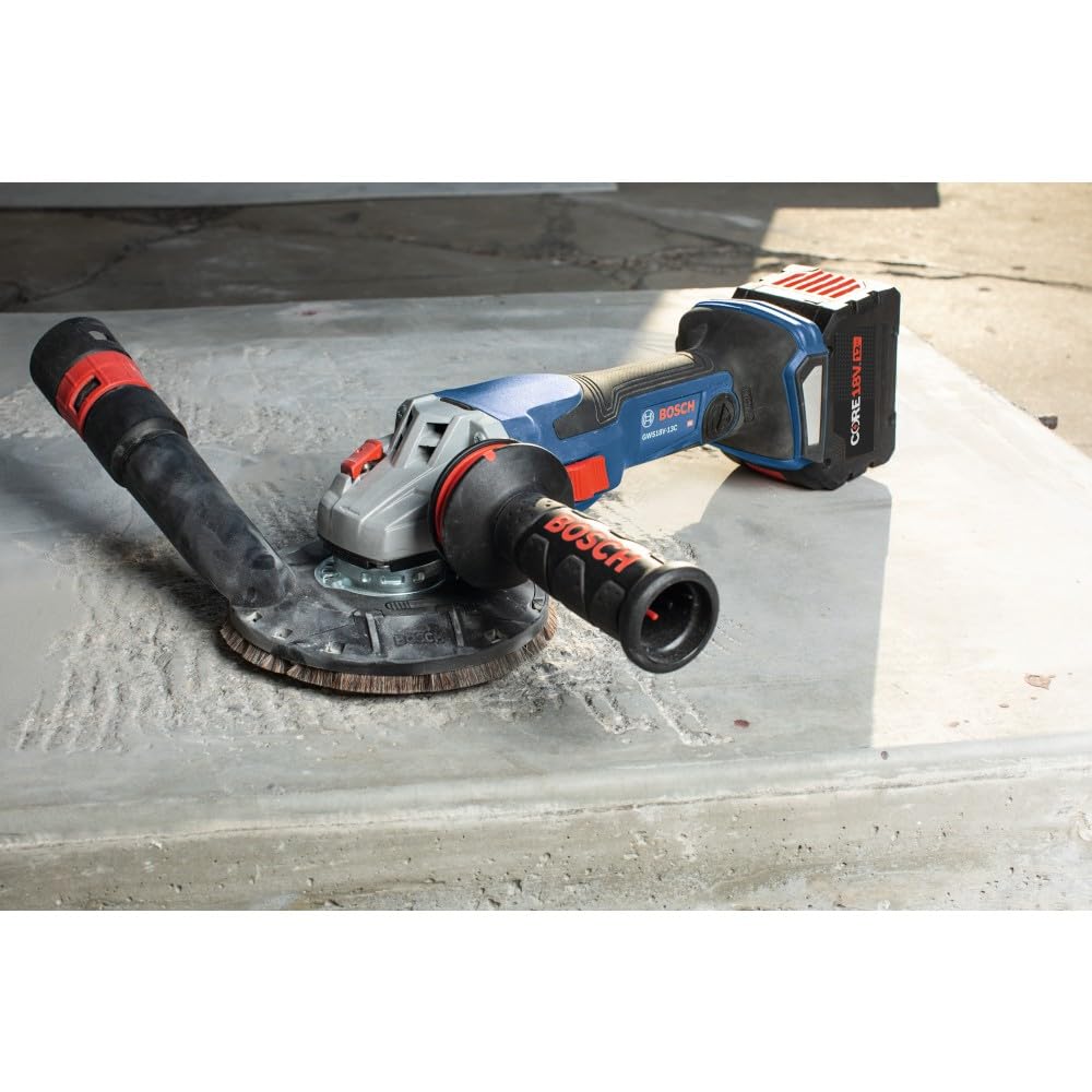 BOSCH GWS18V-13CN PROFACTOR™ 18V Connected-Ready 5 – 6 In. Angle Grinder with Slide Switch (Bare Tool), Grey,blue,black - WoodArtSupply