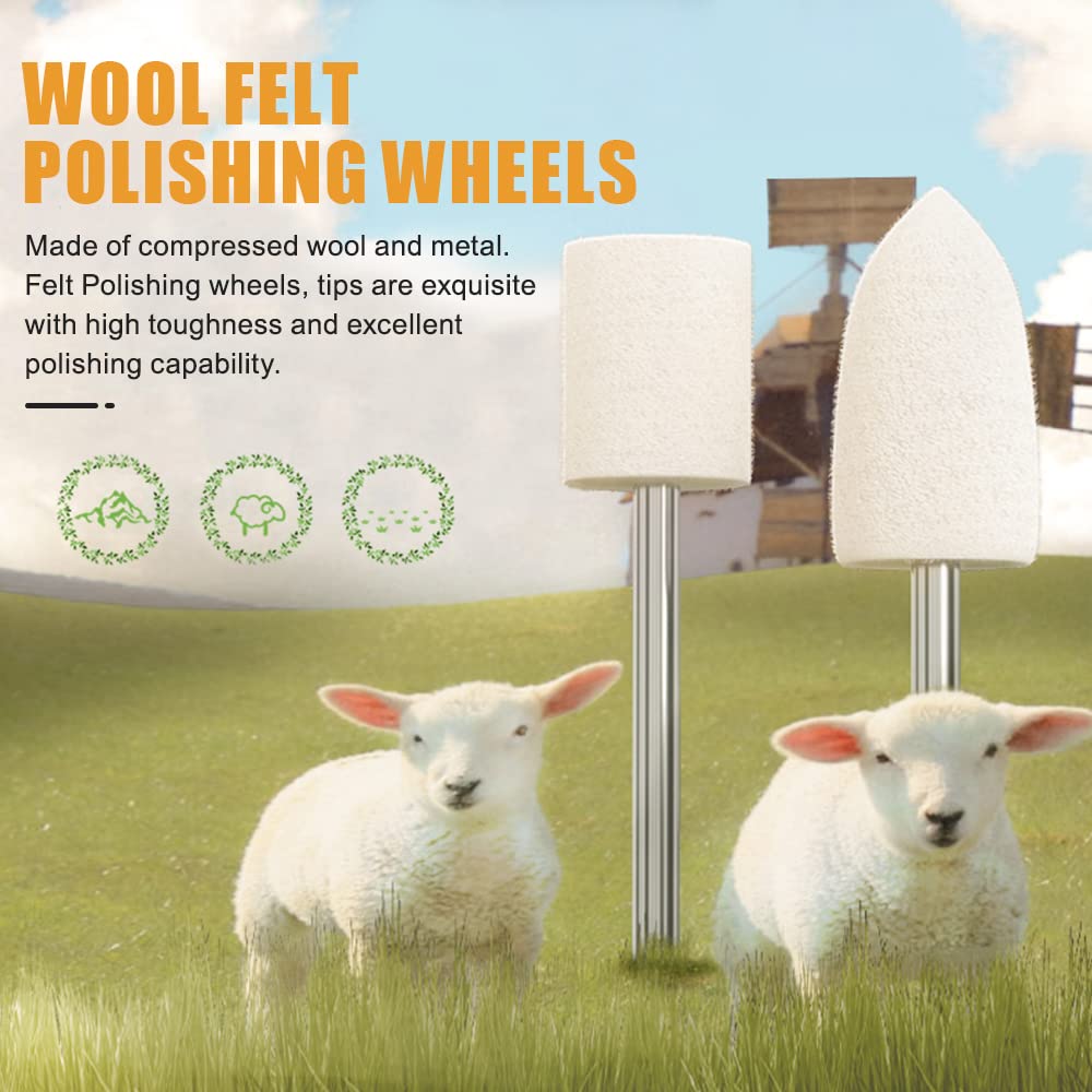 FOTYBEI 80PCS Polishing Buffing Wheel for Dremel Polishing Kit, Wool Felt Polishing Wheel for Dremel Rotary Tool Accessories, with 1/8" Shank for FOTYBEI