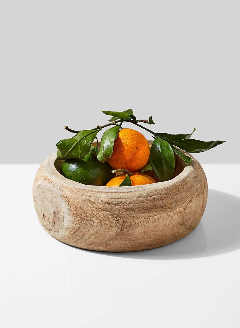 Serene Spaces Living Paulownia Round Wood Bowl - Handmade Decorative Wooden Bowl for Décor, Parties, Weddings, Centerpiece for Floral Arrangements - Serene Spaces Living