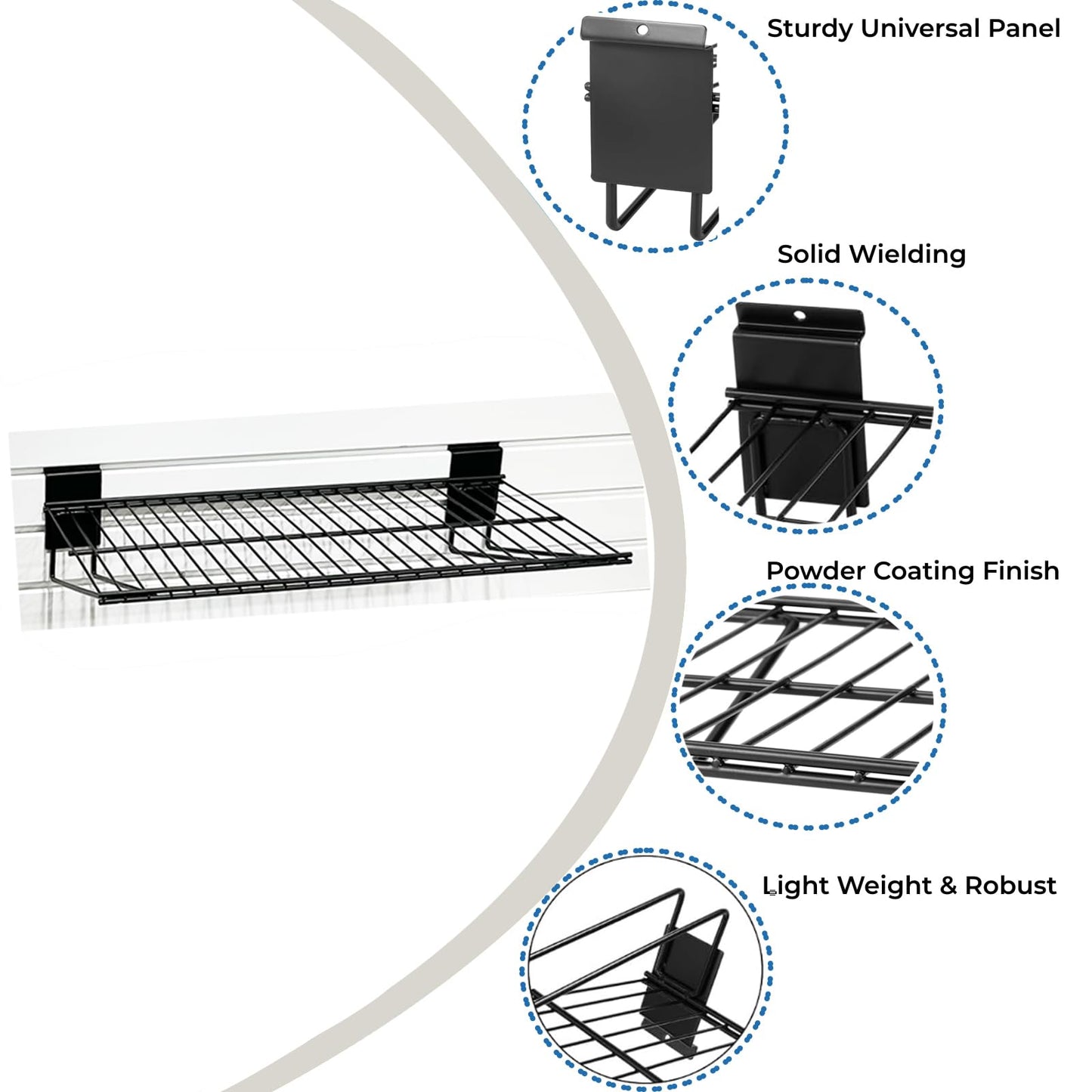 ATOOLA Slatwall Shelves 24 Inch, Heavy Duty Slatwall Accessories, Slat Wall Wire Shelf, Gargage Storage Slatboard Shelves (2 Pack) - WoodArtSupply