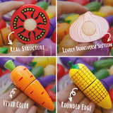 Wooden Play Food for Kids Kitchen Toys for Toddlers Cutting Pretend Toy Food Wooden Fruits Vegetables Gift for Boys Girls Educational Toys Airlab