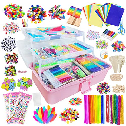 3000+ Itopstar Kids Arts and Crafts Supplies for Kids Girls Ultimate Crafting Supply Set in Portable 3 Layered Plastic Art Box All in One for Craft - WoodArtSupply