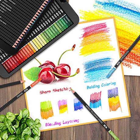 Soucolor 180-Color Artist Colored Pencils Set for Adult Coloring Books, Soft Core, Professional Numbered Art Drawing Pencils for Sketching Shading Soucolor