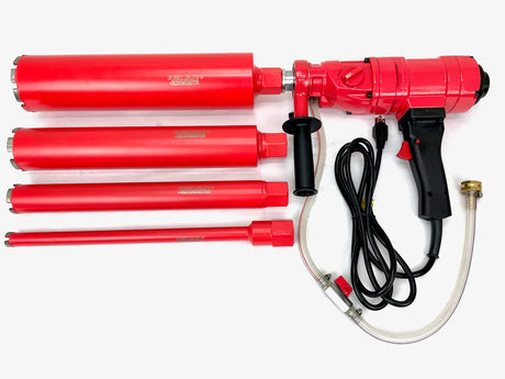 CORE DRILL PACKAGE DEAL 4Z1 2-SPEED CONCRETE CORING DRILL by BLUEROCK TOOLS COMES WITH 1", 2", 3", & 4" BITS BLUEROCK