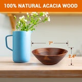 AIDEA Acacia Wooden Serving Bowls, 7 Inch Set of 4 for Salad, Soup, Noodle and More AIDEA