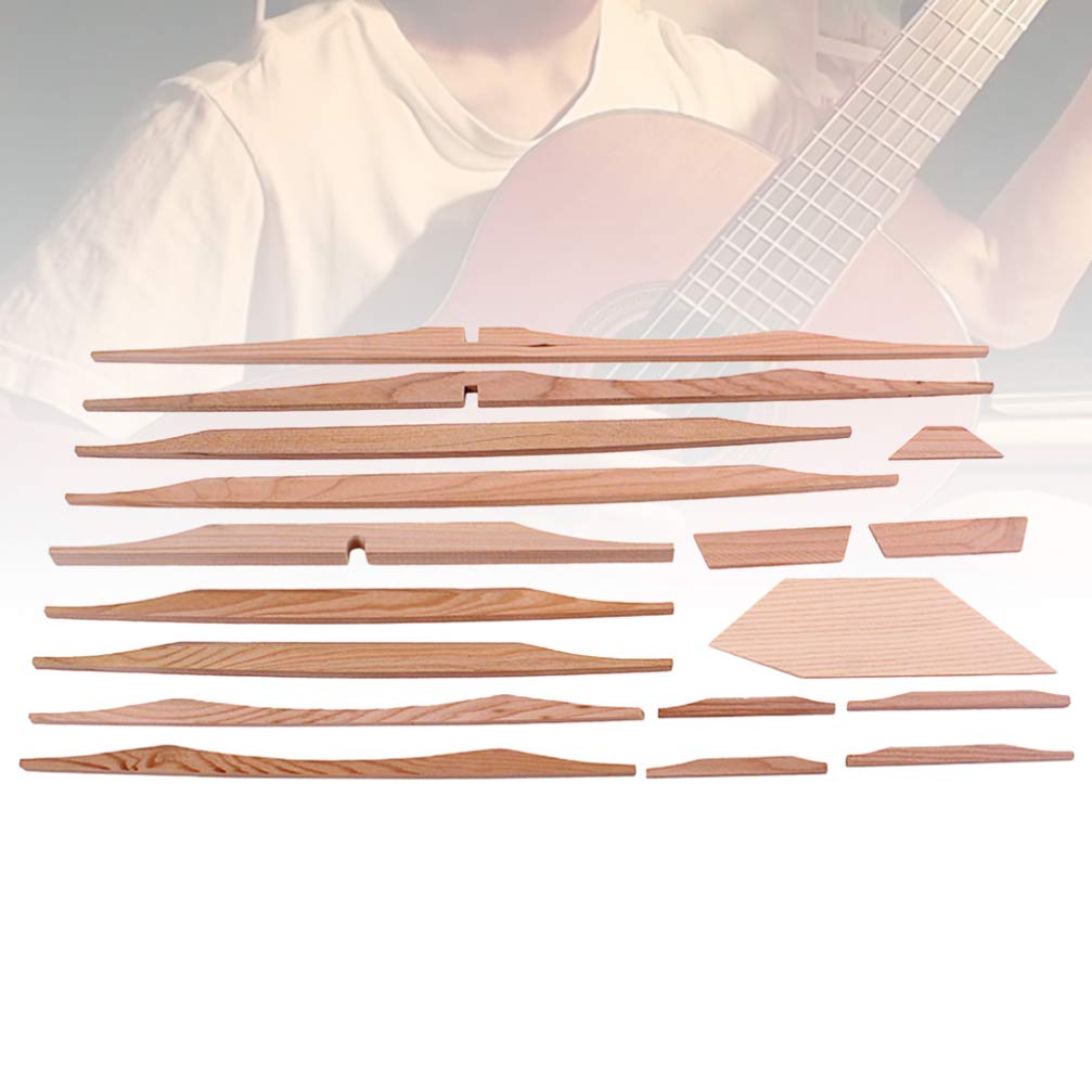 Milisten 17pcs 41 Guitar Body Parts Guitar Parts Unfinished Guitar Kit Unfinished Bass Fretboard Guitar Wood Blanks Bass Guitar Spruce Brace Wood Kit Milisten