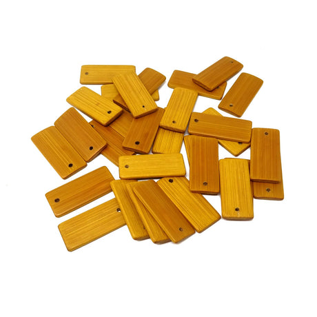 Honbay 30PCS Blank Wooden Keychain Tags Pendant Bamboo Rectangle Gift Tags Name Tags Keychain Hanging Labels for Arts Crafts Home Decoration HONBAY