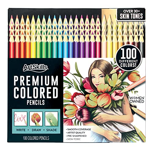 ArtSkills Artist Colored Pencils Set, Colored Pencils for Adult Coloring Books, Drawing, Sketching, 100-Count - WoodArtSupply