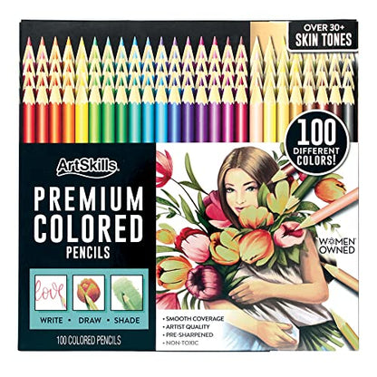 ArtSkills Artist Colored Pencils Set, Colored Pencils for Adult Coloring Books, Drawing, Sketching, 100-Count - WoodArtSupply