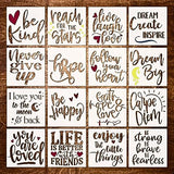 16 Piece Inspirational Word Stencil Set - Stencils for Painting on Wood - Quotes Include Dream, Faith Hope Love - Reusable Stencils for Painting on DLY LIFESTYLE