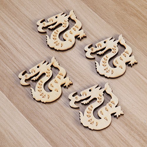 SUPVOX 10Pcs Unfinished Wood Cutout Wooden Dragon Shape Natural Wood Pieces for DIY Arts Crafts Projects