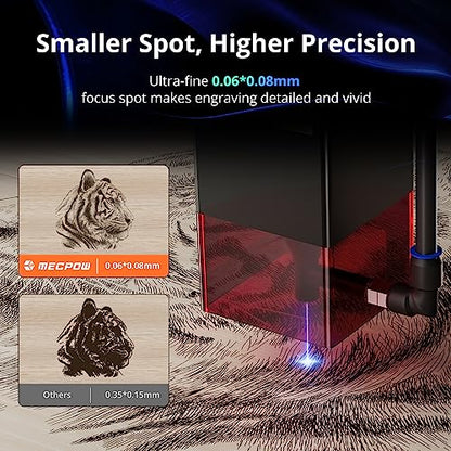 Mecpow X3 Pro Laser Engraver with Air Assist, 60W Laser Cutter, 10W Output Laser Engraving Cutting Machine, Laser Engraver for Wood and Metal,